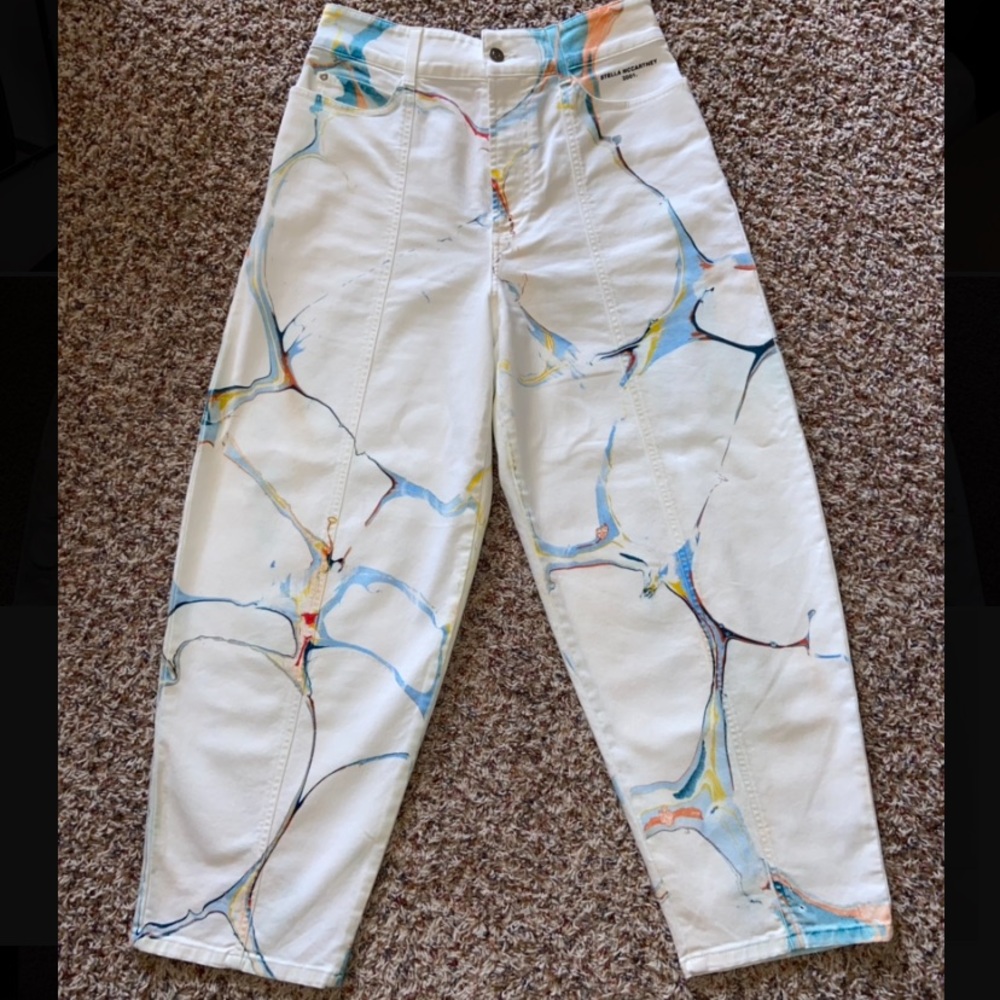 Stella McCartney Marble Print High Waisted Jeans